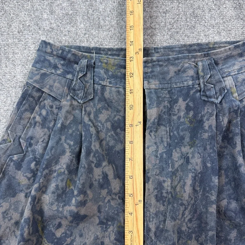 Vintage Mens House Pleated Pants Mens Blue Gray Marbled Print Talon Zip Tapered